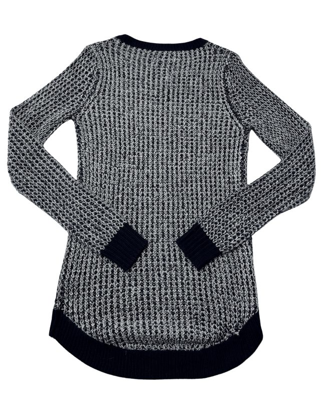 Lee Cooper V-Neck Textured Navy & Grey Marl Knit Sweater