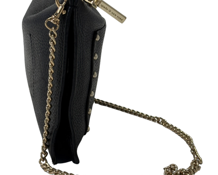 Kate Spade New York Black Pebbled Leather Studded Chain Crossbody Clutch