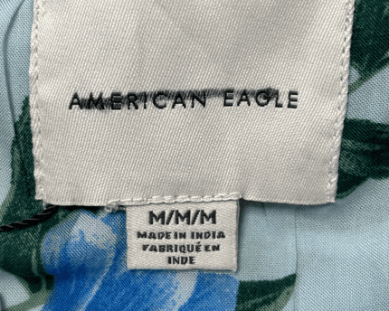 American Eagle Floral Pattern Short Sleeve Button-Up Shirt Aloha Style
