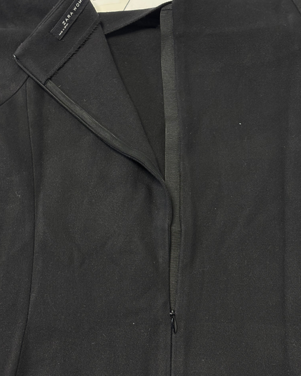 Zara Woman Classic Black Cap Sleeve Midi Bodycon Dress