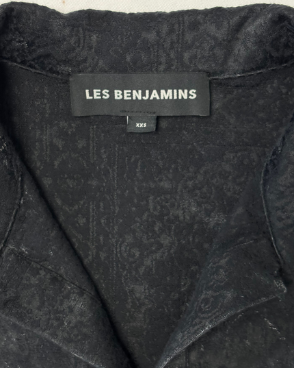Les Benjamins Black Textured Jacquard Collared Polo Shirt