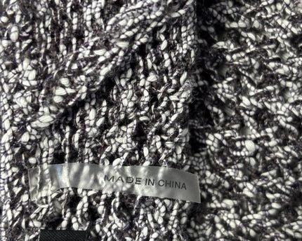 NIC+ZOE Black/White Open Knit V-Neck Sweater