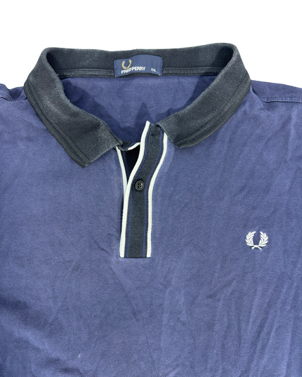 Fred Perry Tipped Placket Pique Polo Carbon Blue - XL