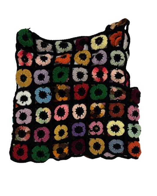 Handmade Multicolor Circle Patchwork Crochet Tank Top - XS