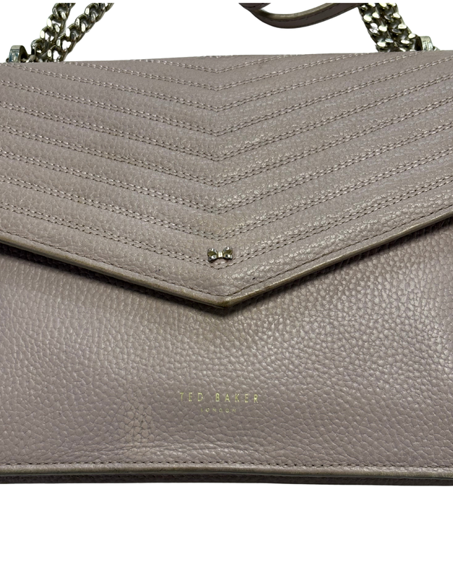 Ted Baker London Mauve Pebbled Quilted Flap Chain Shoulder Bag