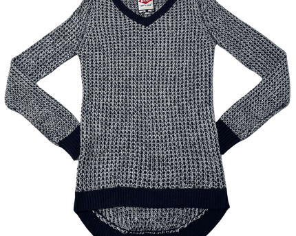 Lee Cooper V-Neck Textured Navy & Grey Marl Knit Sweater