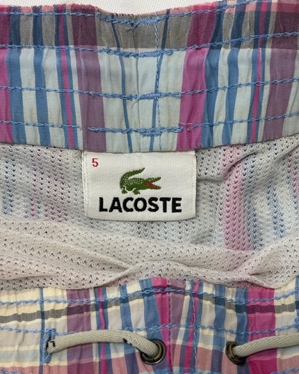 Lacoste Multicolor Plaid With Drawstring Swim Shorts - XS  | Waist: 36"