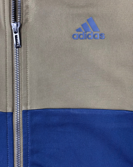 Adidas Olive Green & Navy Blue 3-Stripes Full-Zip Track Jacket