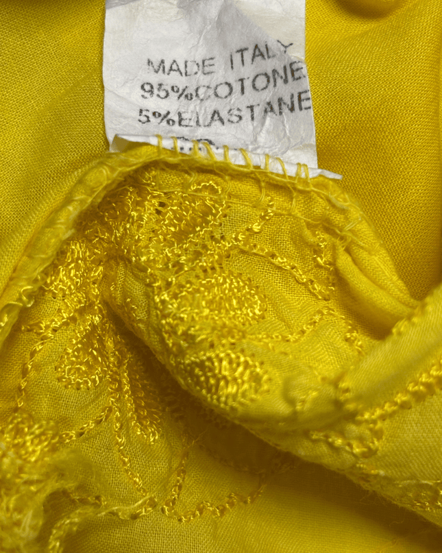 Italian Embroidered Sunshine Yellow Boho Cotton Top