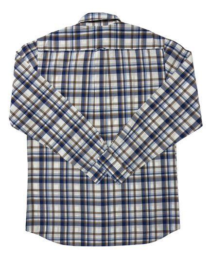 Gant Red Leaf Poplin Brown & Blue Plaid Shirt - M