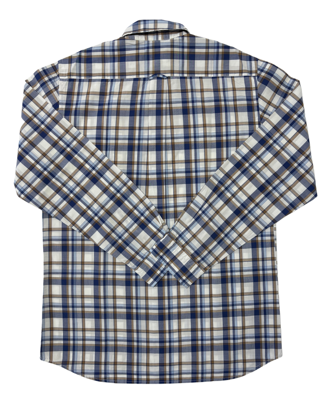 Gant Red Leaf Poplin Brown & Blue Plaid Shirt - M
