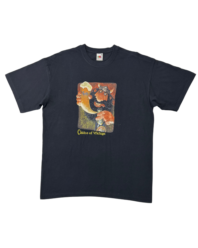 Fruit of the Loom Choice of Vikings Beer Graphic Black T-Shirt - L