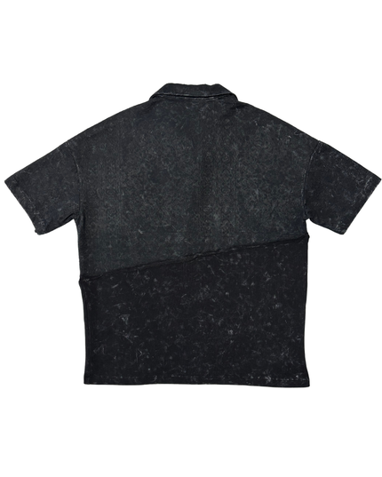 Les Benjamins Black Textured Jacquard Collared Polo Shirt
