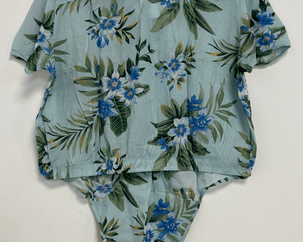 American Eagle Floral Pattern Short Sleeve Button-Up Shirt Aloha Style