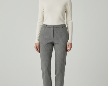 H&M Black/White Houndstooth Tailored Slim-Fit Pants