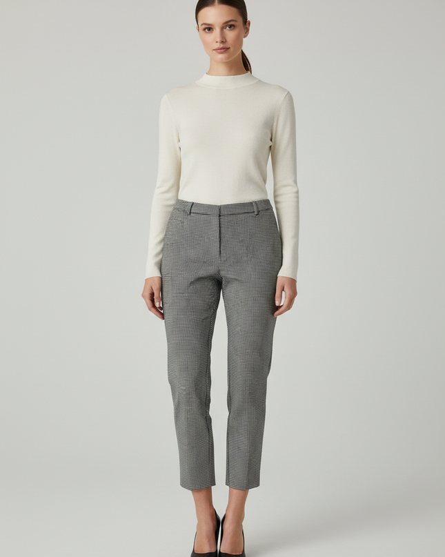 H&M Black/White Houndstooth Tailored Slim-Fit Pants