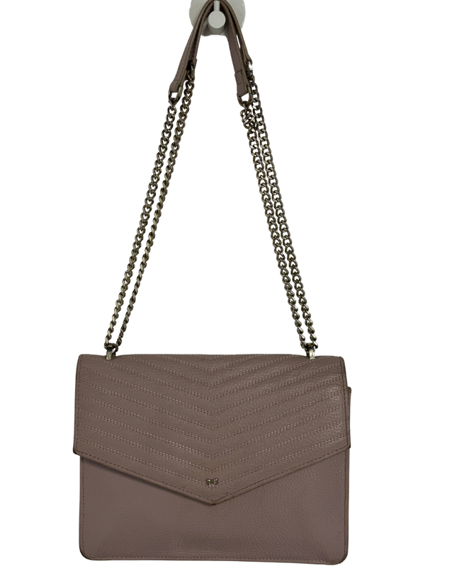 Ted Baker London Mauve Pebbled Quilted Flap Chain Shoulder Bag