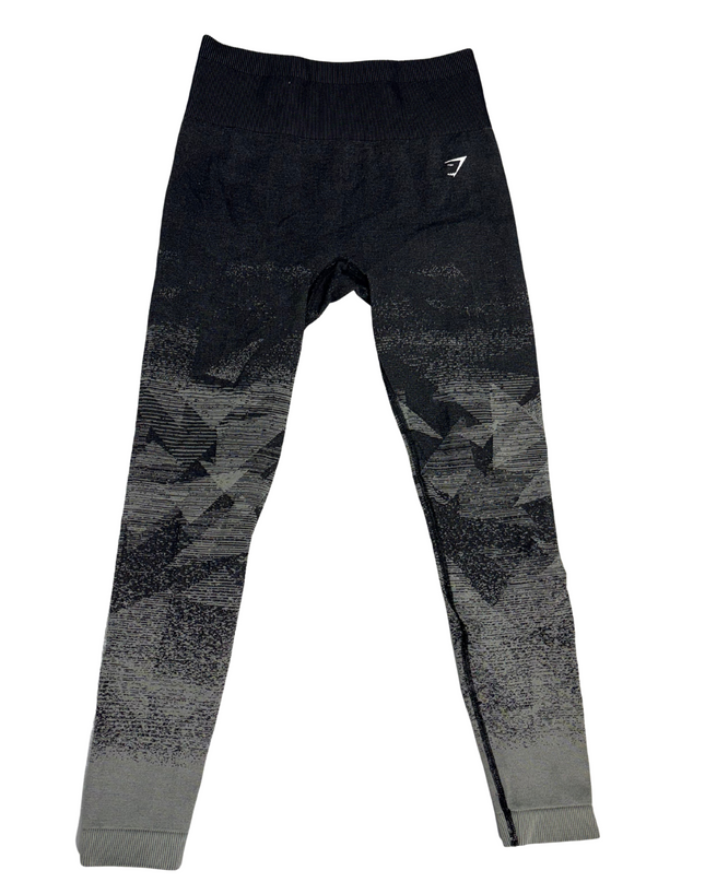 Gymshark Leggings Adapt Seamless High Rise Black Gray Gradient Geo - XS