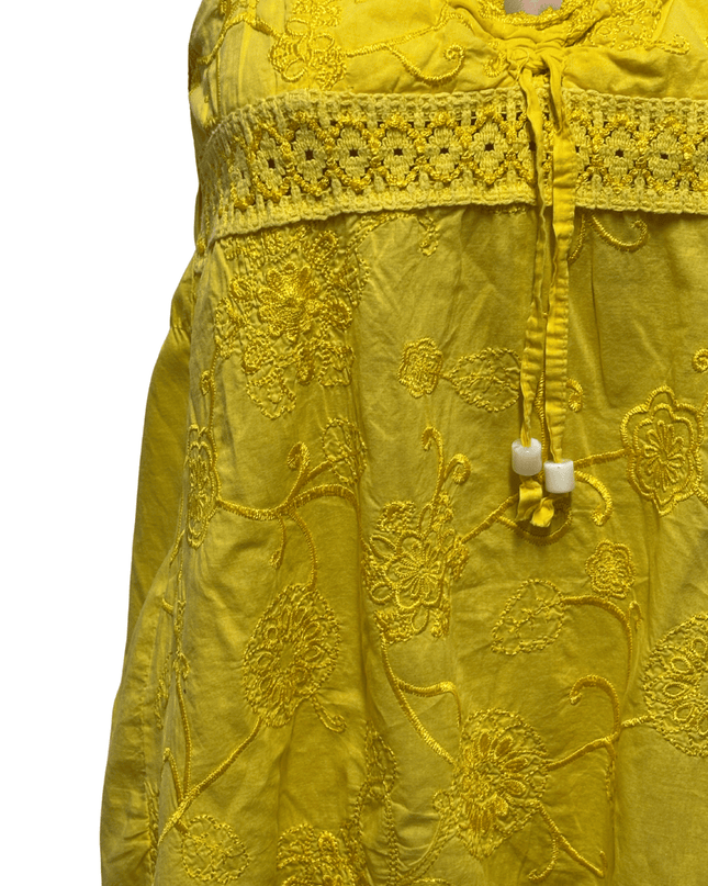 Italian Embroidered Sunshine Yellow Boho Cotton Top
