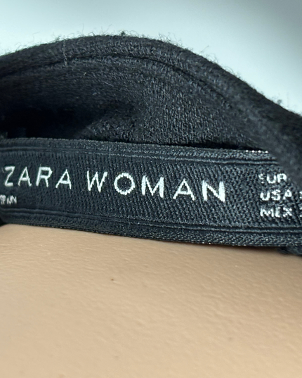 Zara Woman Classic Black Cap Sleeve Midi Bodycon Dress