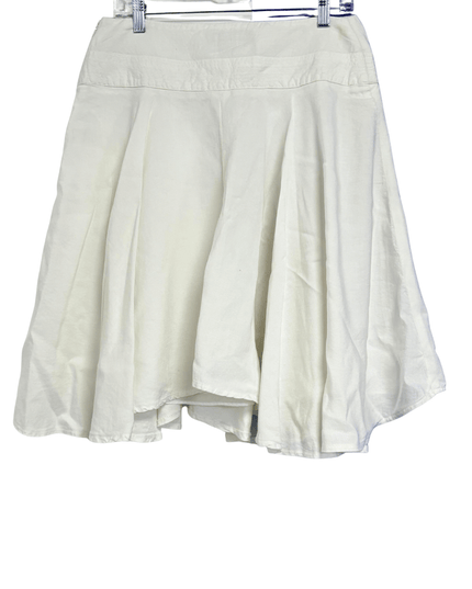 Larry Levine Flowy Ivory High-Waist Linen Blend Skirt