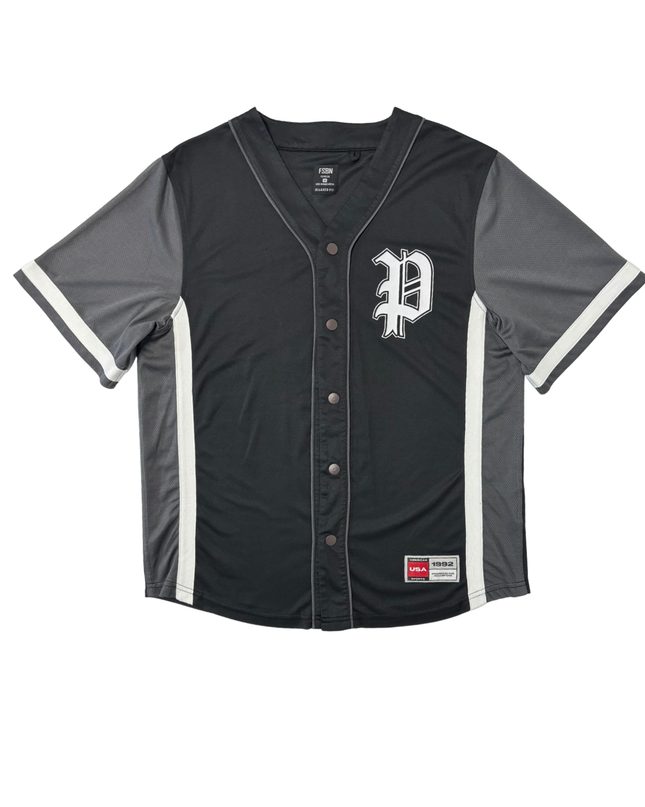 FSBN Black & Grey Varsity “P” Button-Up Baseball Jersey