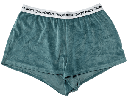 Juicy Couture Teal Green Velour Logo Waist Shorts