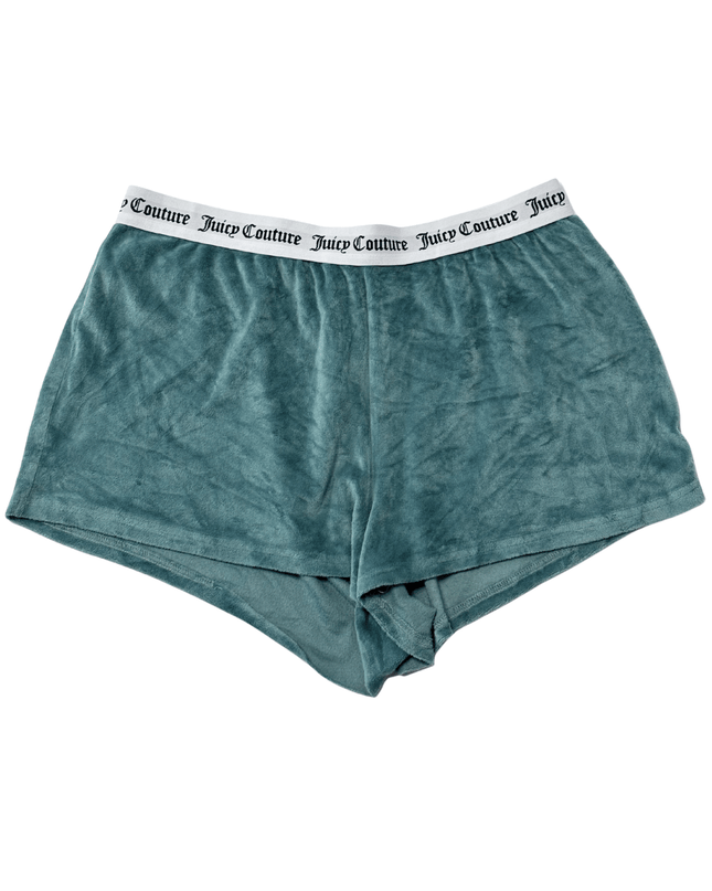 Juicy Couture Teal Green Velour Logo Waist Shorts