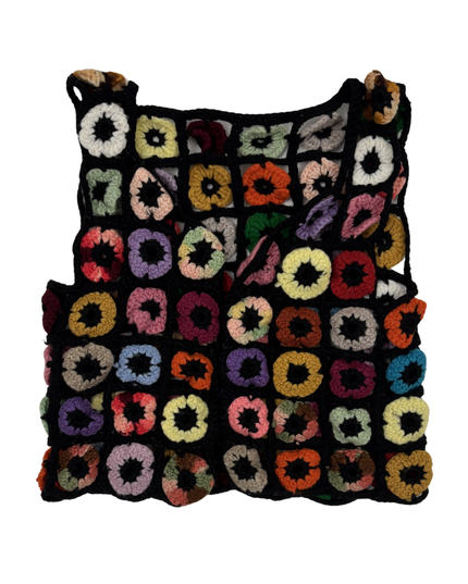 Handmade Multicolor Circle Patchwork Crochet Tank Top - XS