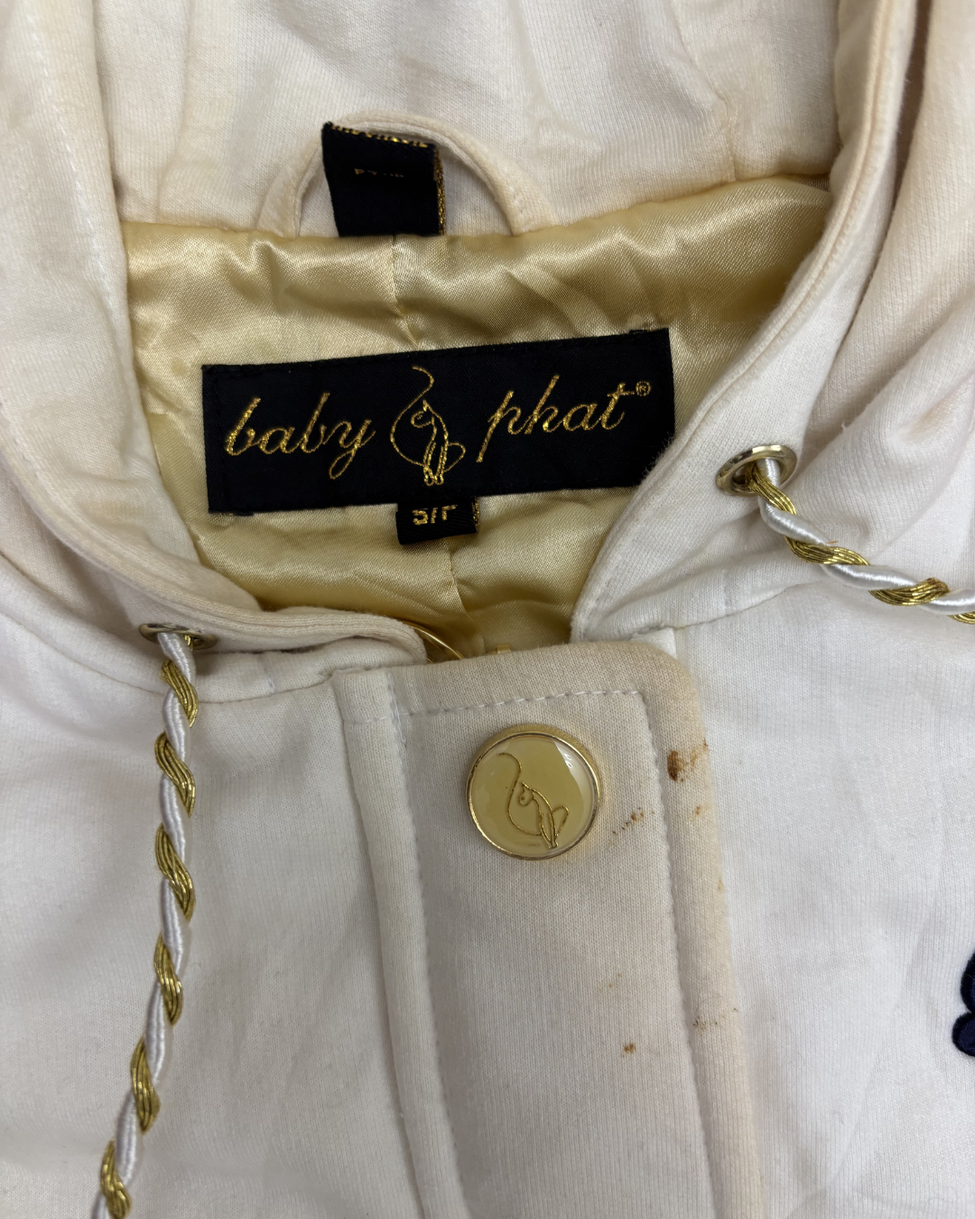 Baby Phat Red & White Quilted Satin Zip Hoodie Jacket - S