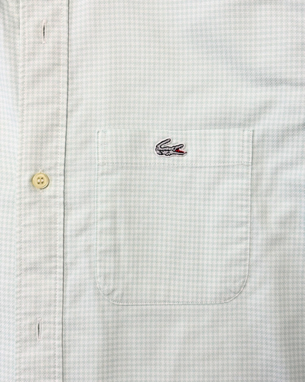 Vintage Lacoste Chemise Light Green Micro Check Pattern Shirt