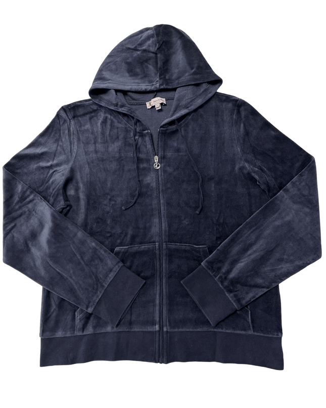 Juicy Couture Navy Blue Velour with JC Charm Classic Zip Hoodie