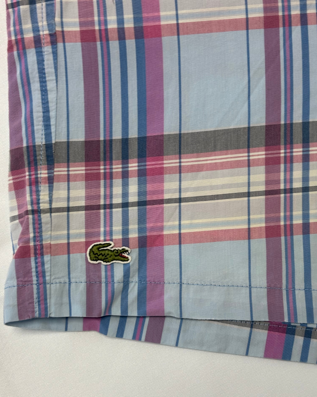 Lacoste Multicolor Plaid With Drawstring Swim Shorts - XS  | Waist: 36"