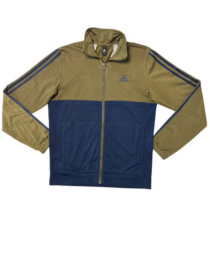 Adidas Olive Green & Navy Blue 3-Stripes Full-Zip Track Jacket