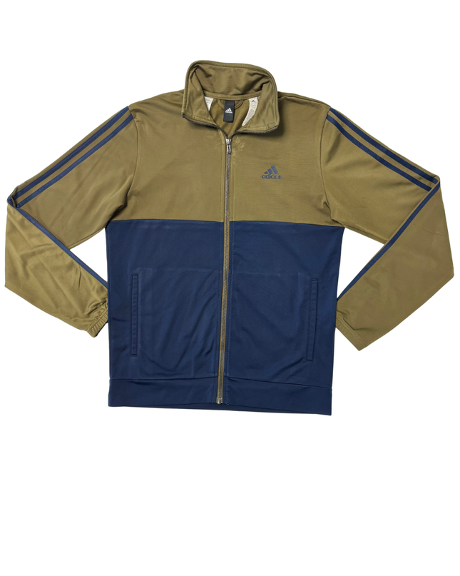 Adidas Olive Green & Navy Blue 3-Stripes Full-Zip Track Jacket