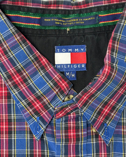 Vintage Tommy Hilfiger Red & Blue Tartan Plaid Button-Up Shirt