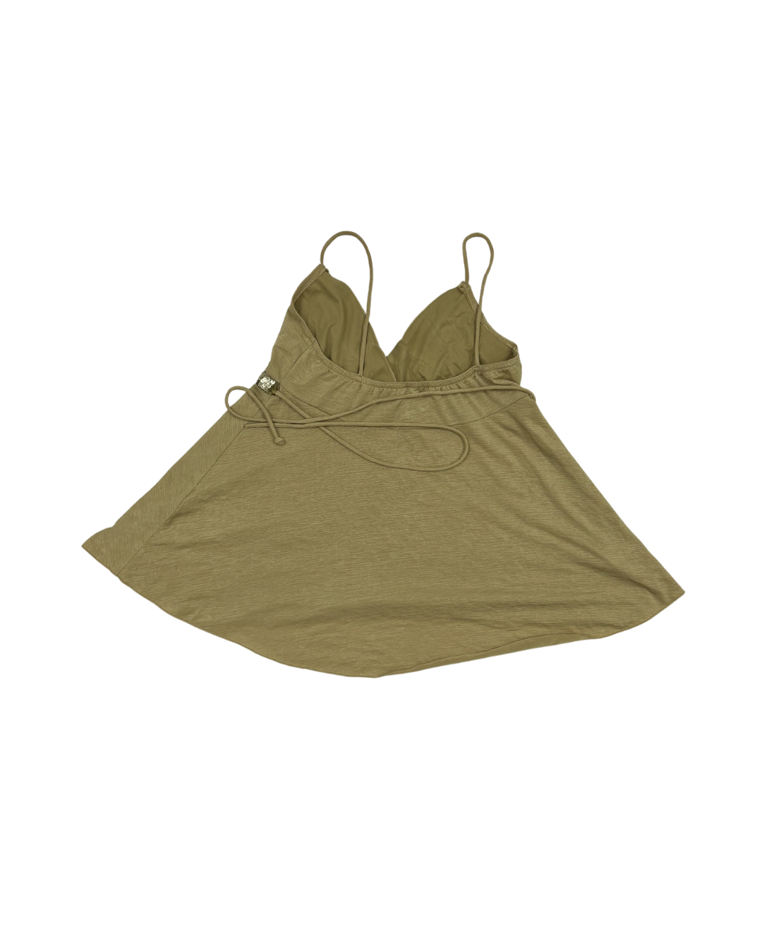 FMX Design Khaki Sequin Trim Handkerchief Hem Cami Top - XS