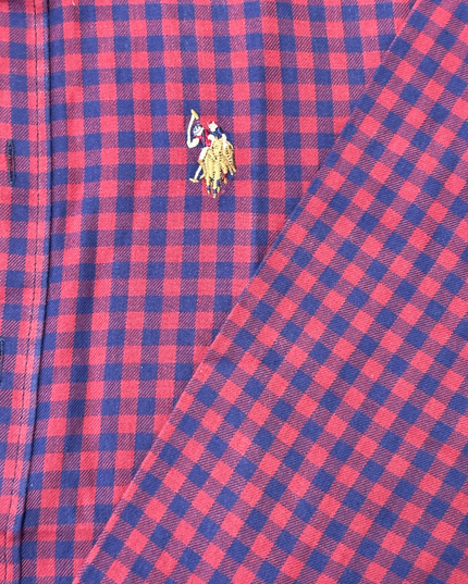 U.S. Polo Assn. Regular Fit Red & Navy Checkered Long-Sleeve Shirt - S