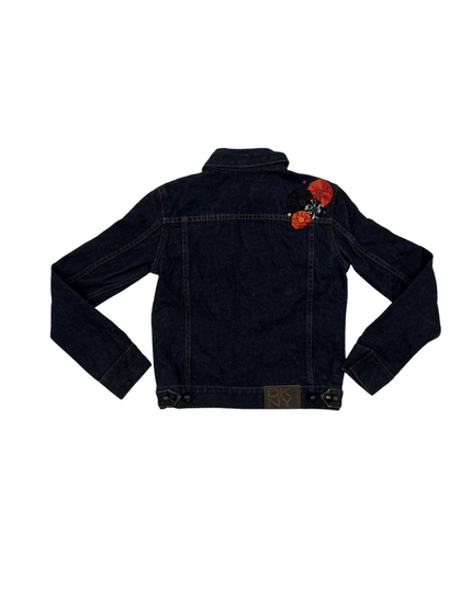 DKNY Jeans Embellished Floral Appliqué Denim Jacket - XS