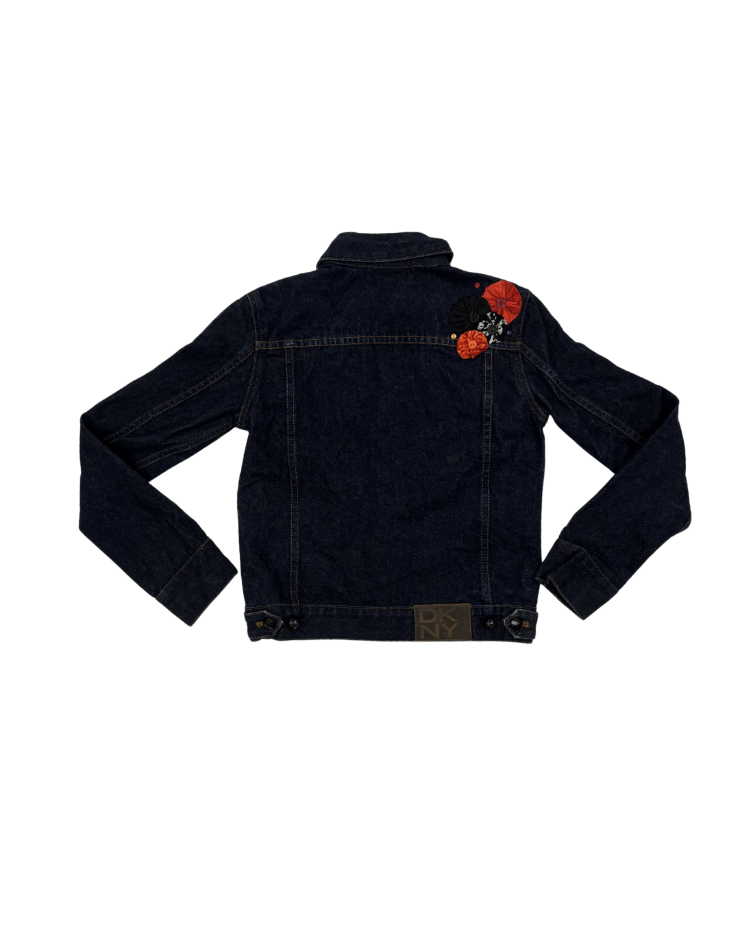 DKNY Jeans Embellished Floral Appliqué Denim Jacket - XS