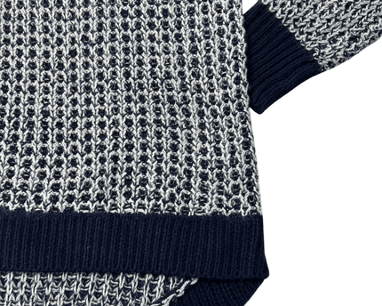 Lee Cooper V-Neck Textured Navy & Grey Marl Knit Sweater