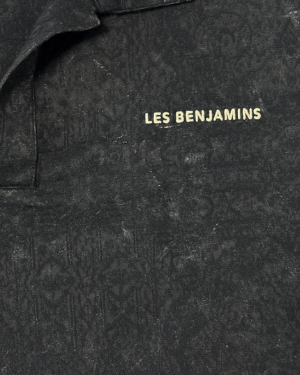 Les Benjamins Black Textured Jacquard Collared Polo Shirt