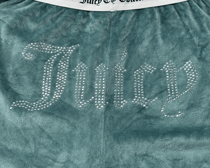 Juicy Couture Teal Green Velour Logo Waist Shorts