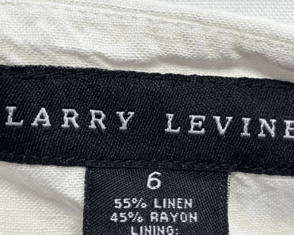 Larry Levine Flowy Ivory High-Waist Linen Blend Skirt