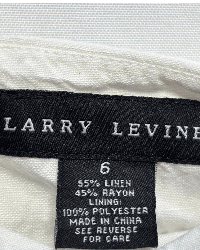 Larry Levine Flowy Ivory High-Waist Linen Blend Skirt