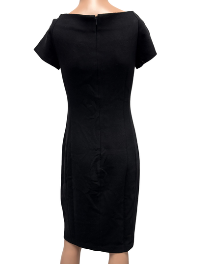 Zara Woman Classic Black Cap Sleeve Midi Bodycon Dress