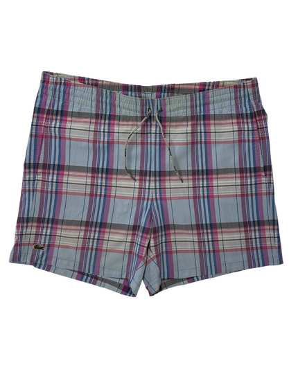Lacoste Multicolor Plaid With Drawstring Swim Shorts - XS  | Waist: 36"