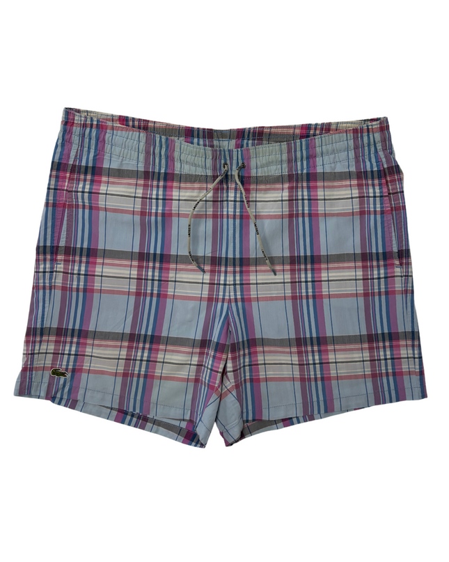 Lacoste Multicolor Plaid With Drawstring Swim Shorts - XS  | Waist: 36"