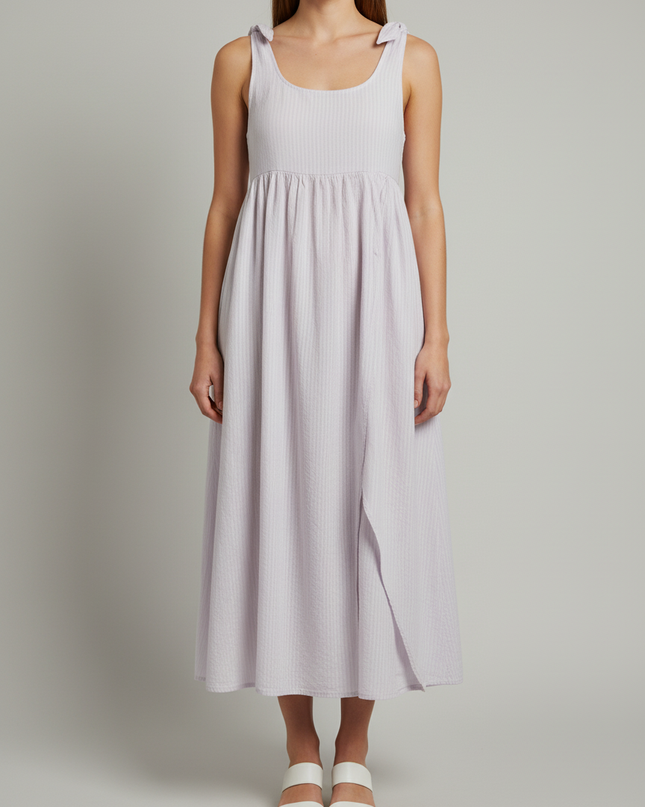 American Eagle Lavender Tie-Strap Cotton Linen Maxi Dress