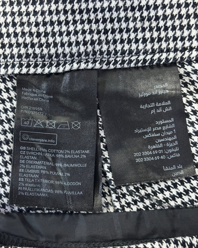 H&M Black/White Houndstooth Tailored Slim-Fit Pants